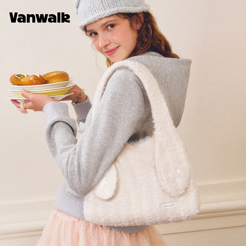 VANWALK Cocoa Pie-serien Coquette-skuldertaske med langt håndtag og kaninører V3108