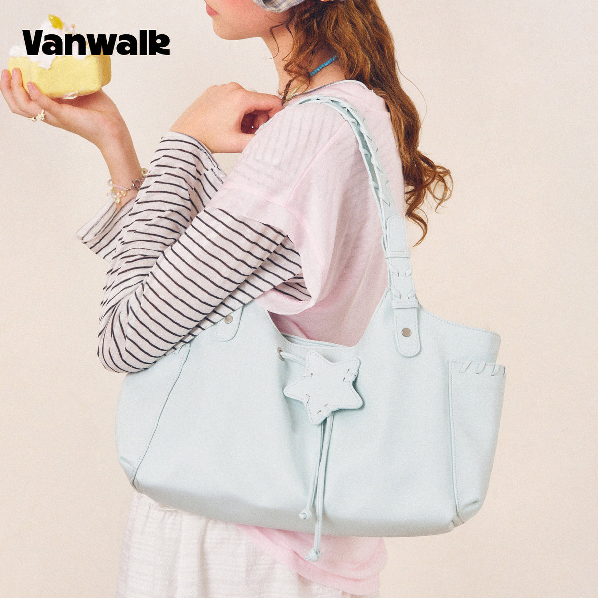 VANWALK Cocoa Pie-serien Y2K blød skuldertaske i læder V3106