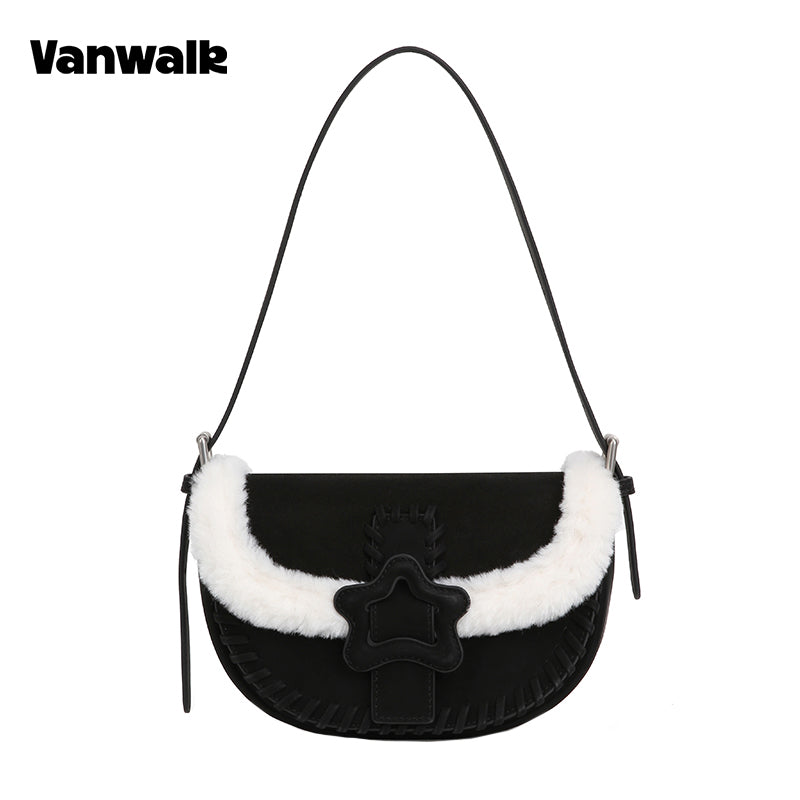 VANWALK COCOA PIE-serien, klassisk blød plys-skuldertaske med originalt design V3094