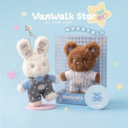 Vanwalk sød bamse- og kaninplys-taskepynt K640