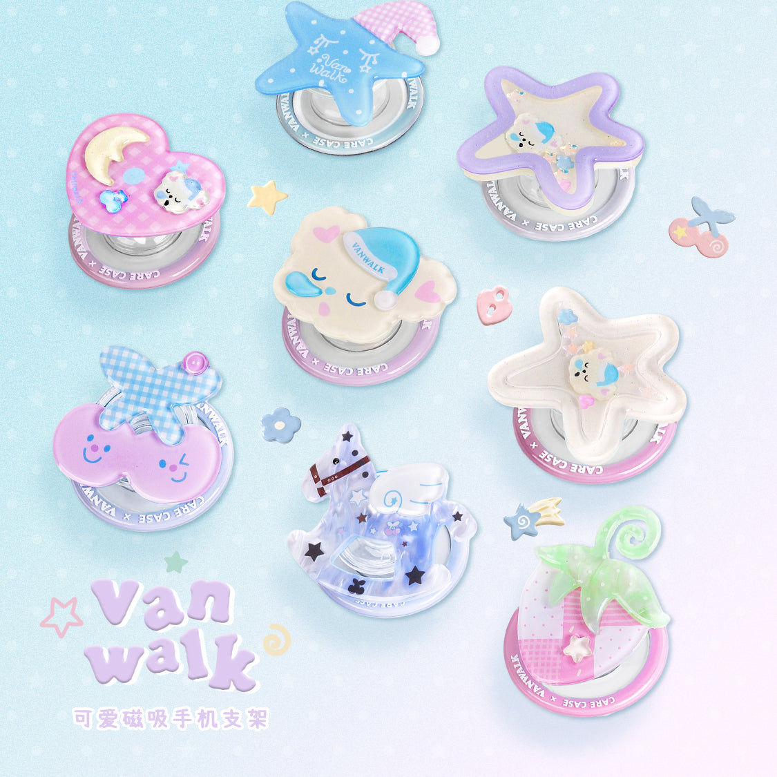 VANWALK Gulugulu-serien-original sødt kawaii-tegnet skrivebords-mobilholder K702/K613