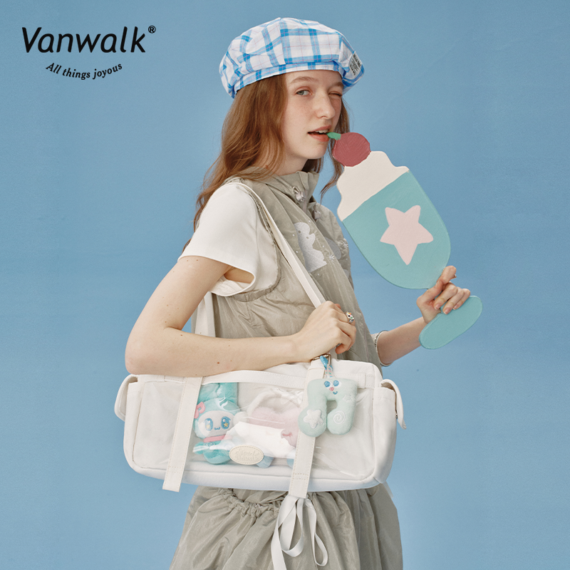 Vanwalk Skuldertaske med stor kapacitet og glad stil v2900