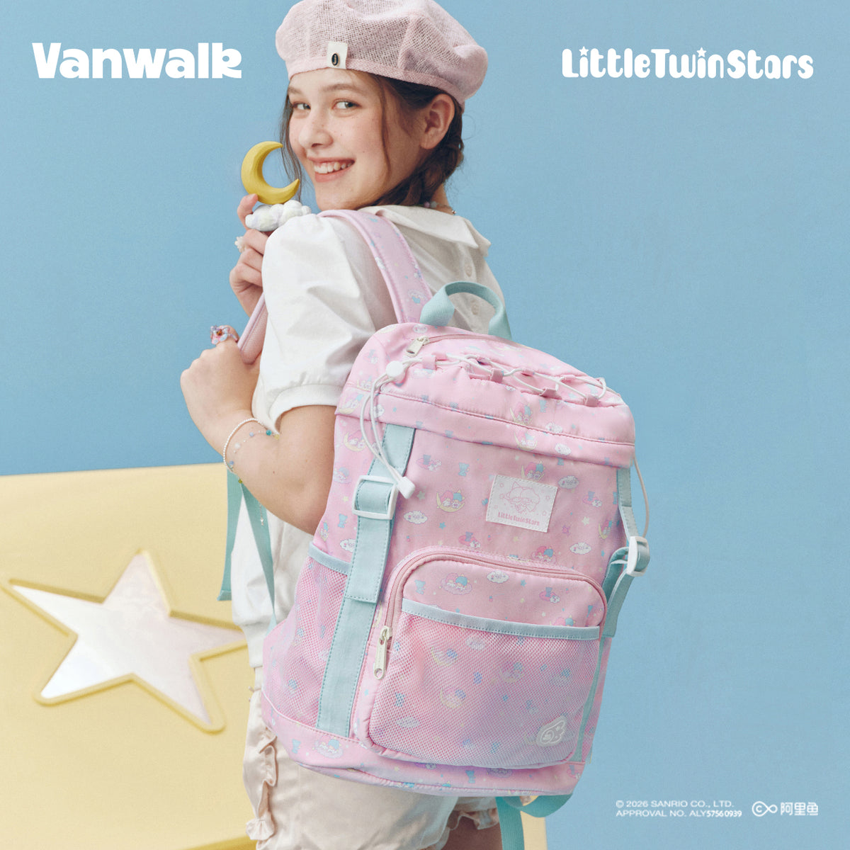 VANWALK Little Twin Stars Sanrio-samarbejdsrygsæk V3084