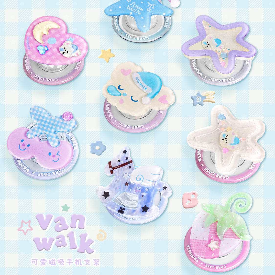 VANWALK Gulugulu-serien-original sødt kawaii-tegnet skrivebords-mobilholder K702/K613