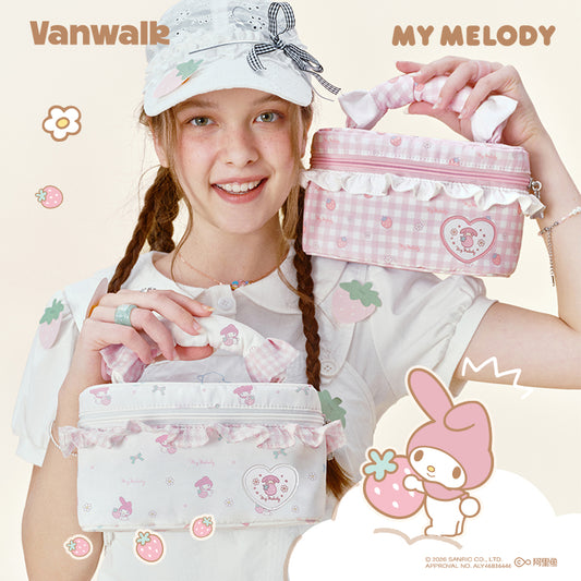 Vanwalk Sanrio-serien sød ternet kosmetikpung, sløjfe-makeuptaske VS109