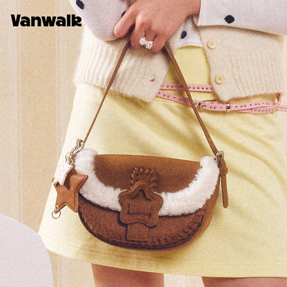 VANWALK COCOA PIE-serien, klassisk blød plys-skuldertaske med originalt design V3094