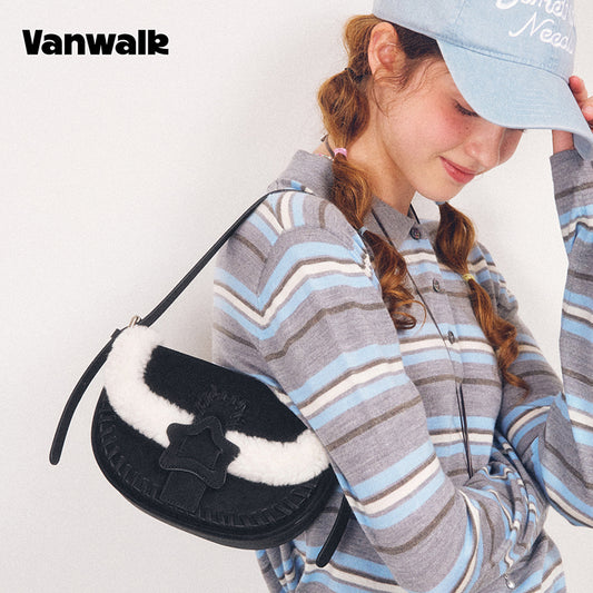 VANWALK COCOA PIE-serien, klassisk blød plys-skuldertaske med originalt design V3094