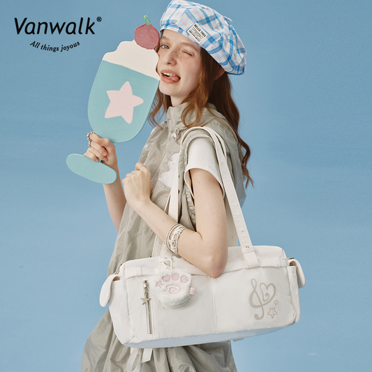 Vanwalk Skuldertaske med stor kapacitet og glad stil v2900