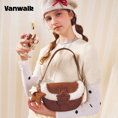 VANWALK COCOA PIE-serien, klassisk blød plys-skuldertaske med originalt design V3094