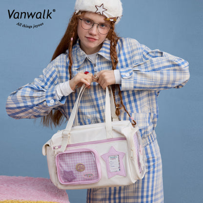 Vanwalk vandafvisende crossbodytaske med flere lommer og Lucky Star-design V2887