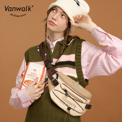 Vanwalk crossbodytaske med flere lommer og pizzadesign V2860