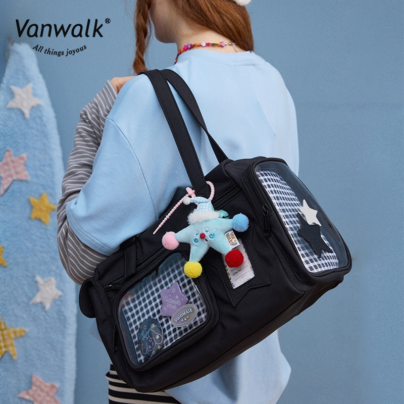 Vanwalk vandafvisende crossbodytaske med flere lommer og Lucky Star-design V2887