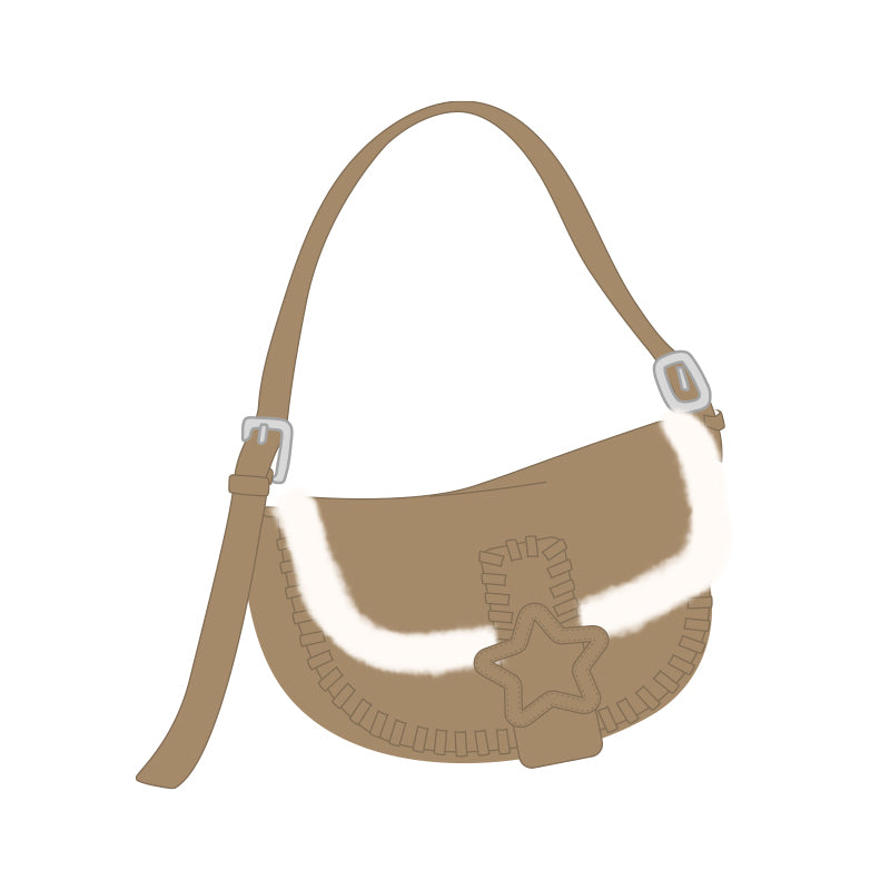 VANWALK COCOA PIE-serien, klassisk blød plys-skuldertaske med originalt design V3094