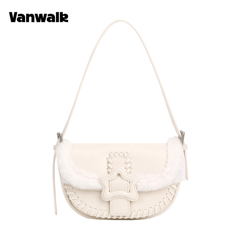 VANWALK COCOA PIE-serien, klassisk blød plys-skuldertaske med originalt design V3094