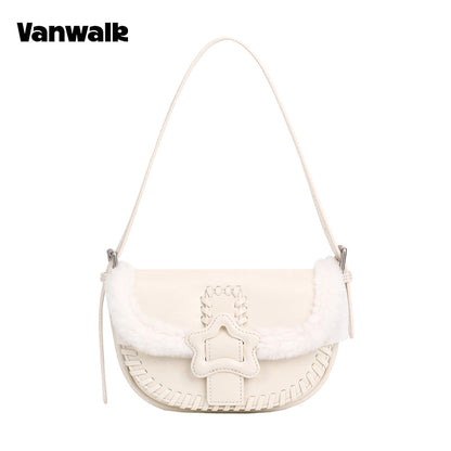 VANWALK COCOA PIE-serien, klassisk blød plys-skuldertaske med originalt design V3094