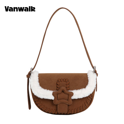 VANWALK COCOA PIE-serien, klassisk blød plys-skuldertaske med originalt design V3094