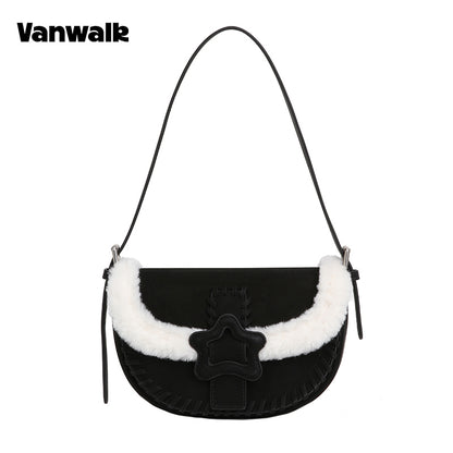 VANWALK COCOA PIE-serien, klassisk blød plys-skuldertaske med originalt design V3094